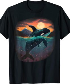 Colourful mystical orca whale watching dolphin pottwhale orca whale T-Shirt