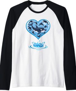 Orca Whale Lover Orca Raglan Baseball Tee