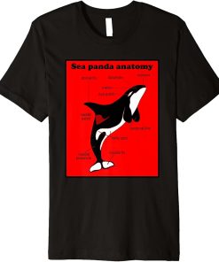 Funny Orca Sea Panda Anatomy Black Red Designer Premium T-Shirt