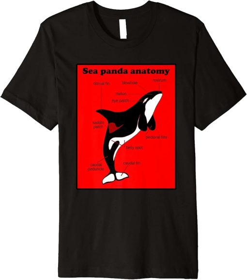 Funny Orca Sea Panda Anatomy Black Red Designer Premium T-Shirt