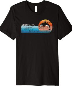 Vintage Albion, CA Retro 80s Orca Sunset Premium T-Shirt