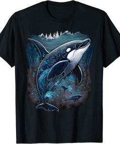 Colourful mystical orca whale watching dolphin pottwhale orca whale T-Shirt