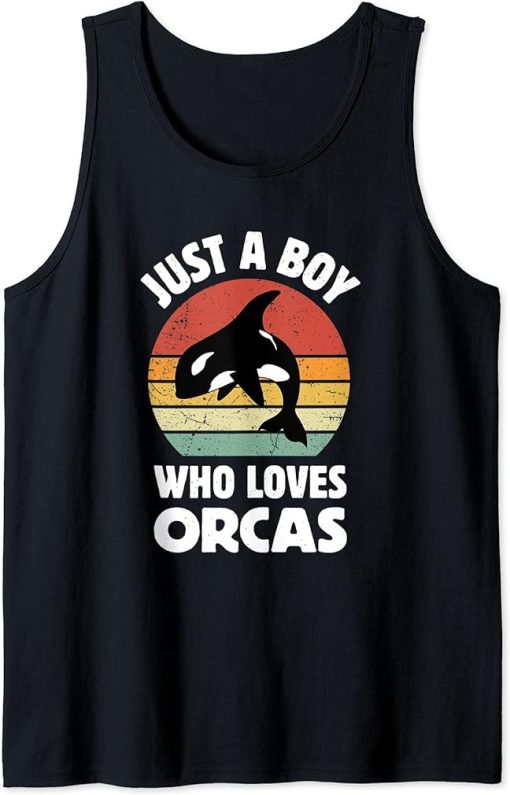 Cute Just A Boy Who Loves Orcas Sea Animal Orca Lover Tank Top