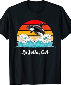 La Jolla CA Vintage Distressed Orca Killer Whale Art T-Shirt