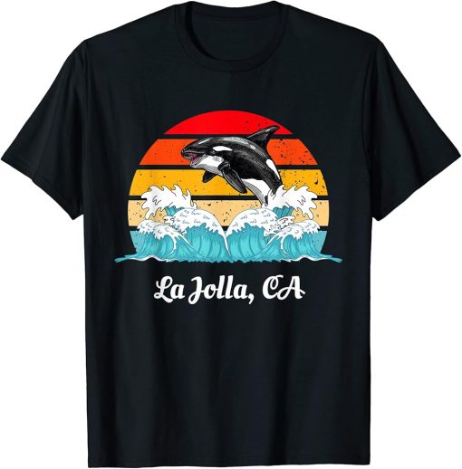 La Jolla CA Vintage Distressed Orca Killer Whale Art T-Shirt