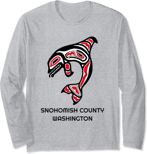 Snohomish County WA Native American Indian Orca Killer Whale Long Sleeve T-Shirt