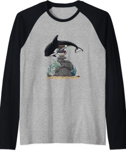 Orca Free Save the Whales Social criticism Ocean Protection Raglan Baseball Tee