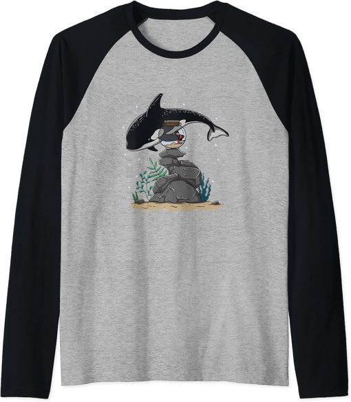 Orca Free Save the Whales Social criticism Ocean Protection Raglan Baseball Tee